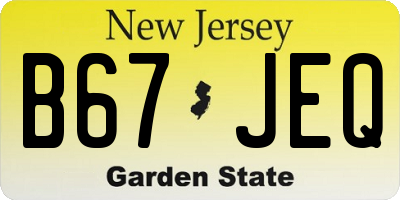 NJ license plate B67JEQ