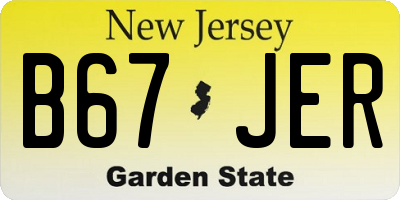 NJ license plate B67JER