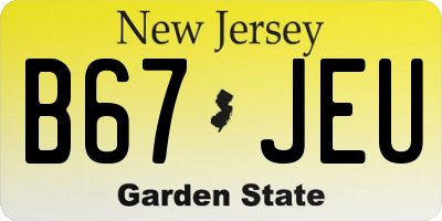 NJ license plate B67JEU