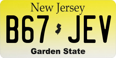 NJ license plate B67JEV