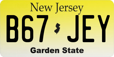 NJ license plate B67JEY