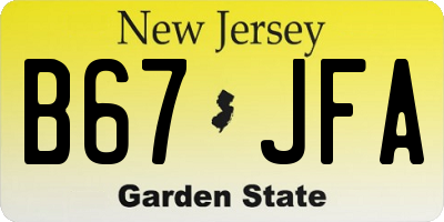 NJ license plate B67JFA