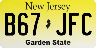 NJ license plate B67JFC