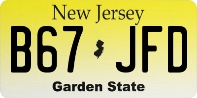 NJ license plate B67JFD
