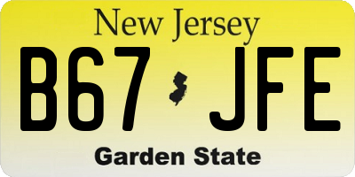 NJ license plate B67JFE