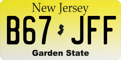 NJ license plate B67JFF