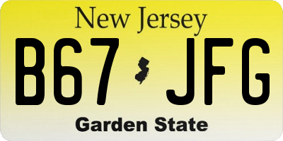 NJ license plate B67JFG