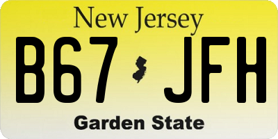 NJ license plate B67JFH