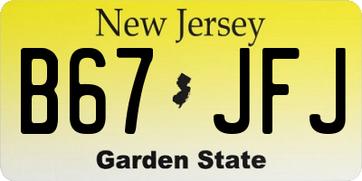 NJ license plate B67JFJ