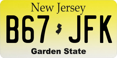 NJ license plate B67JFK