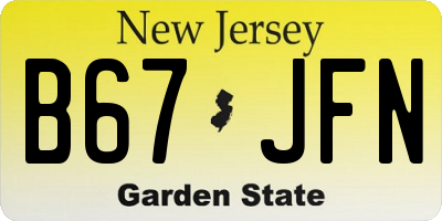 NJ license plate B67JFN