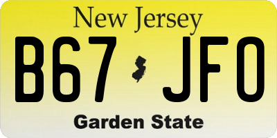 NJ license plate B67JFO