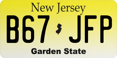 NJ license plate B67JFP