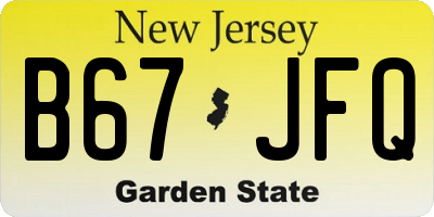 NJ license plate B67JFQ