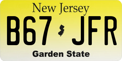 NJ license plate B67JFR