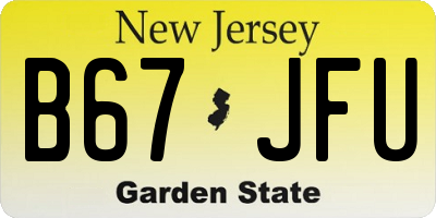 NJ license plate B67JFU