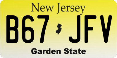 NJ license plate B67JFV