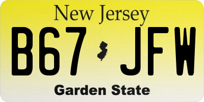 NJ license plate B67JFW