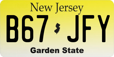 NJ license plate B67JFY