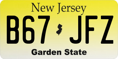 NJ license plate B67JFZ