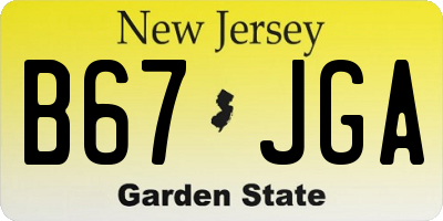 NJ license plate B67JGA