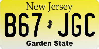 NJ license plate B67JGC
