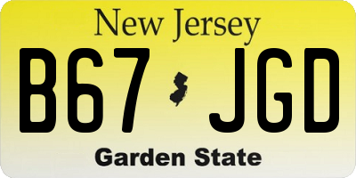 NJ license plate B67JGD