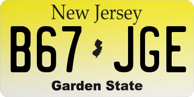 NJ license plate B67JGE