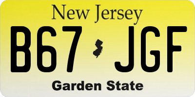 NJ license plate B67JGF