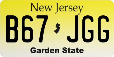 NJ license plate B67JGG