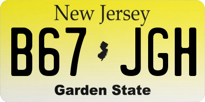 NJ license plate B67JGH