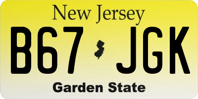 NJ license plate B67JGK