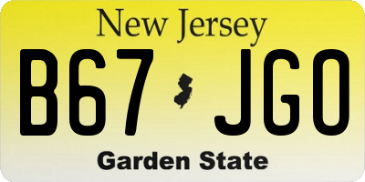 NJ license plate B67JGO