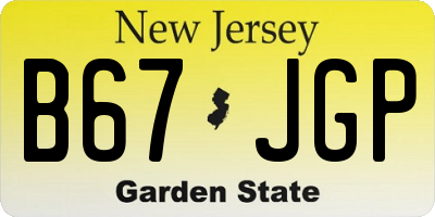 NJ license plate B67JGP