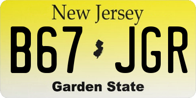 NJ license plate B67JGR