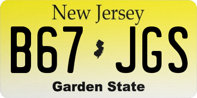NJ license plate B67JGS