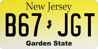 NJ license plate B67JGT