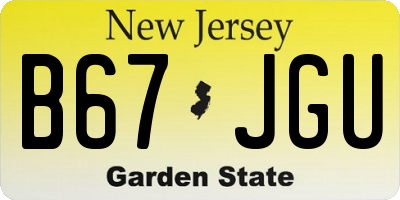 NJ license plate B67JGU