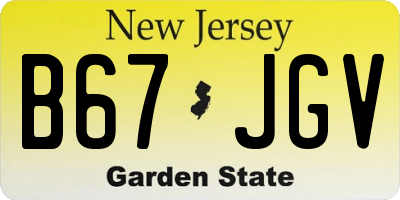 NJ license plate B67JGV
