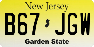 NJ license plate B67JGW