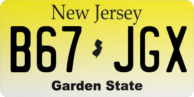 NJ license plate B67JGX