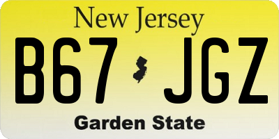 NJ license plate B67JGZ