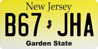 NJ license plate B67JHA