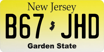NJ license plate B67JHD