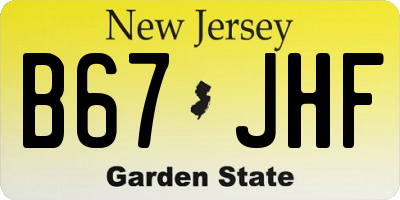 NJ license plate B67JHF