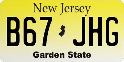 NJ license plate B67JHG