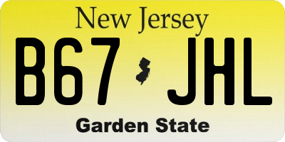 NJ license plate B67JHL