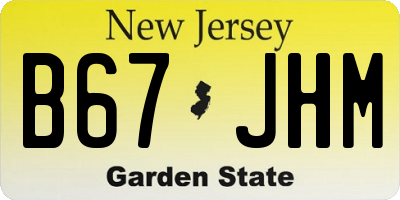 NJ license plate B67JHM