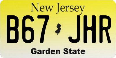 NJ license plate B67JHR
