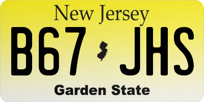 NJ license plate B67JHS
